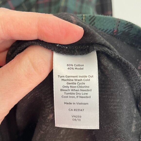 TALBOTS Petites Tartan Ruffled Top Green Black Plaid Ruffle 3/4 Sleeve PETITE M - Picture 9 of 11